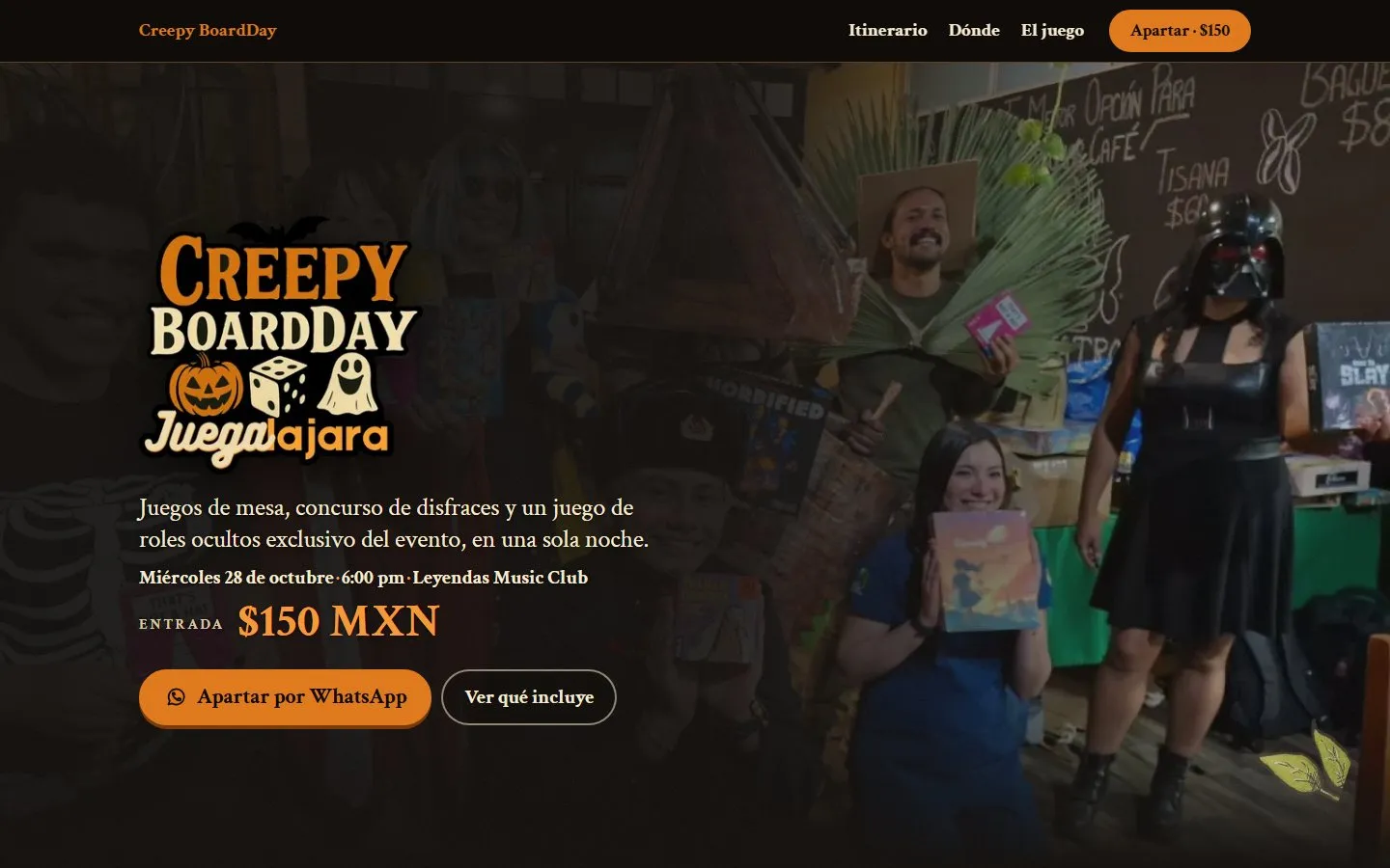 Página de inicio de creepyboardday.web.app en una computadora
